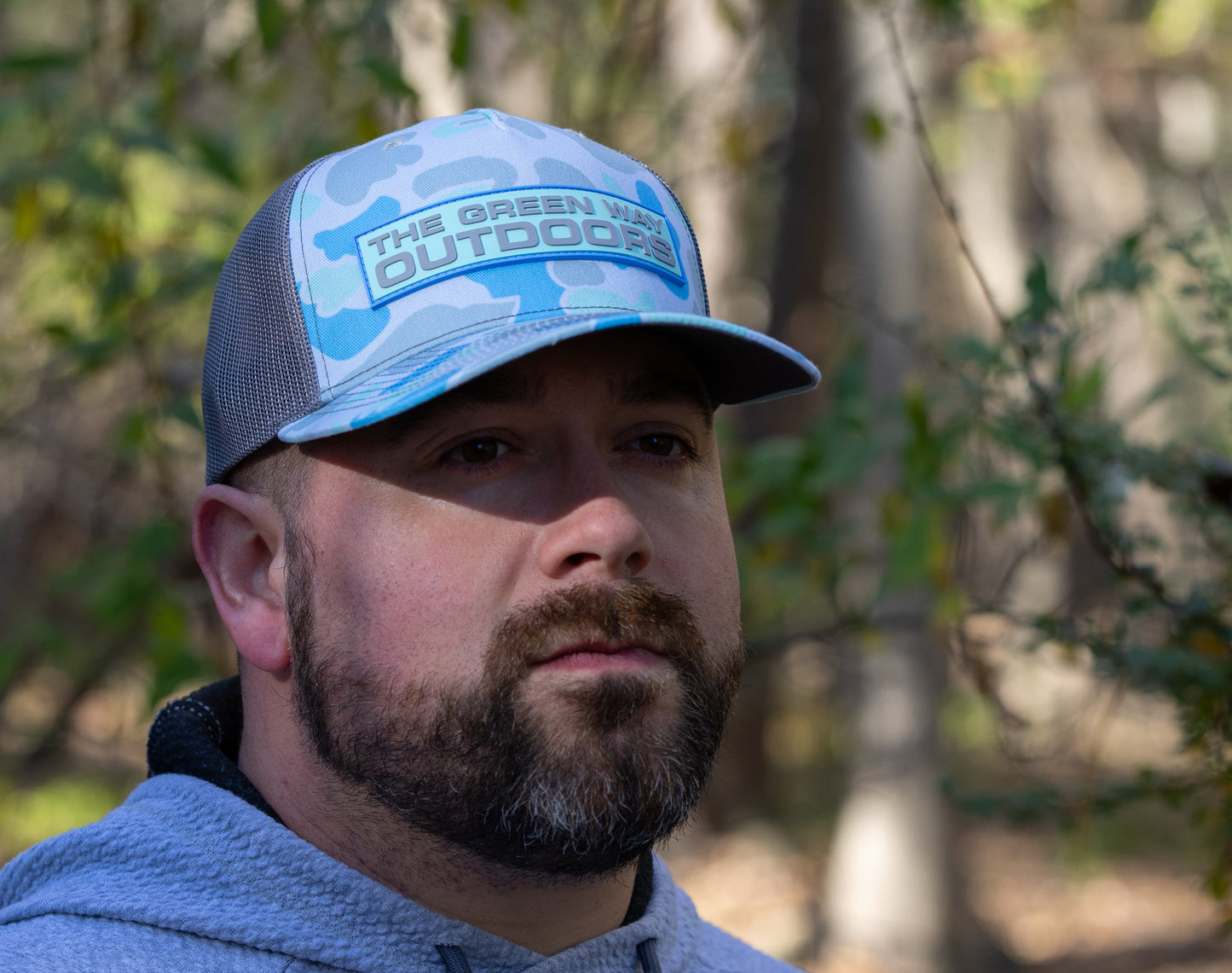 Light Blue Camo Rubber Patch Hat